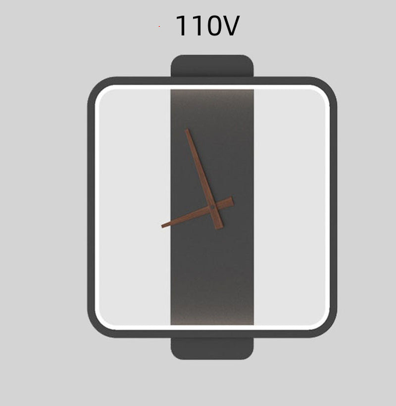 Nordic Style Wall Lamp with Clock for Bedroom and Bedside Use