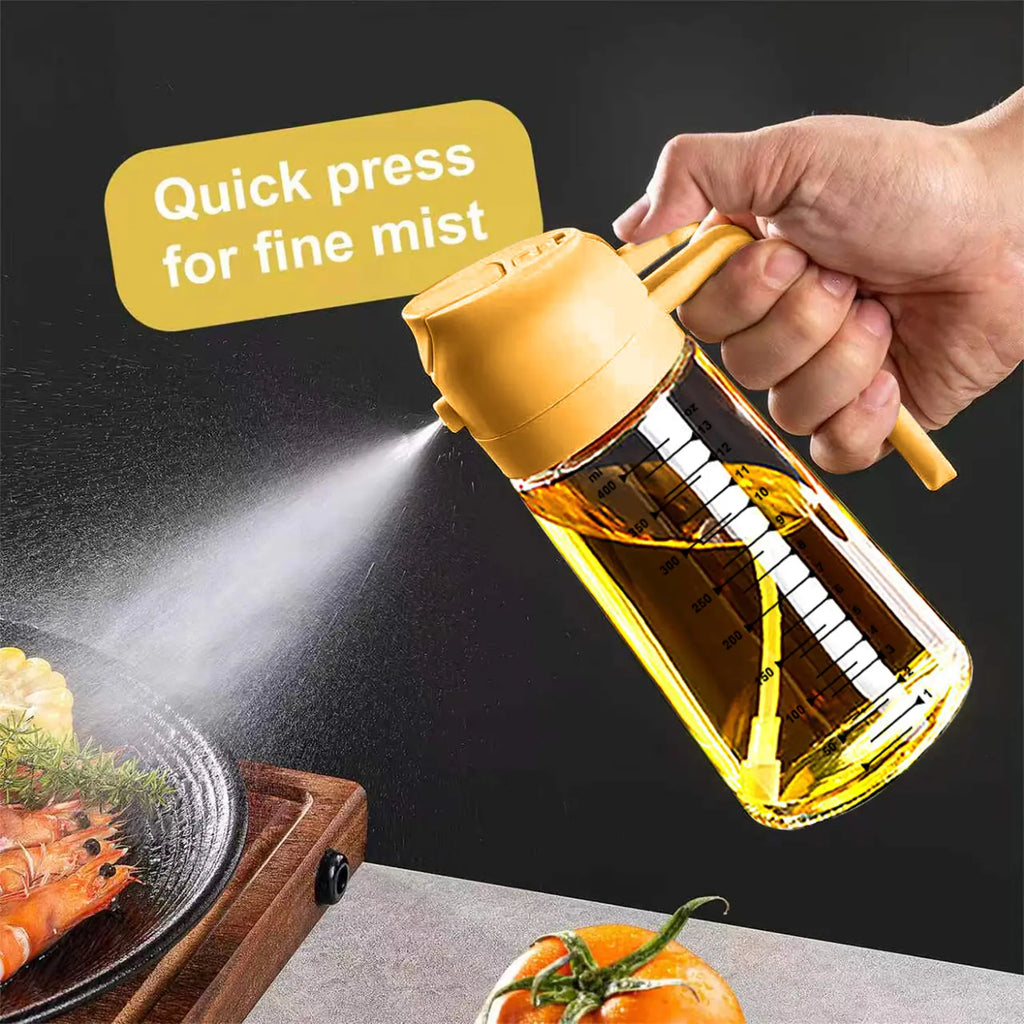 CXINYI 16Oz/470Ml Bpa-Free & Safe PP Glass Oil Sprayer Dispenser, 2-In-1 Heat-Resistant 0-500Ml Oil Mister, Precise Control Kitchen Utensil for Everyday Cooking, Air Fryer Accessories