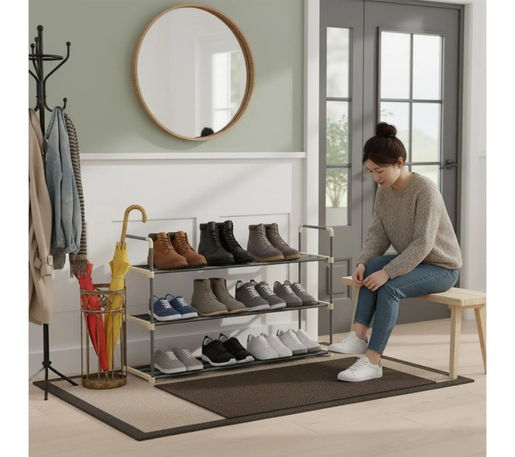 Home-Complete Shoe Storage Rack 3-Tier Shoe Organizer
