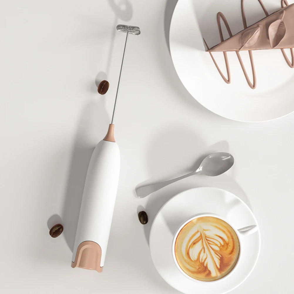 Electric Milk Frother and Whisk Mixer for Coffee, Cappuccino, and Creamy Beverages