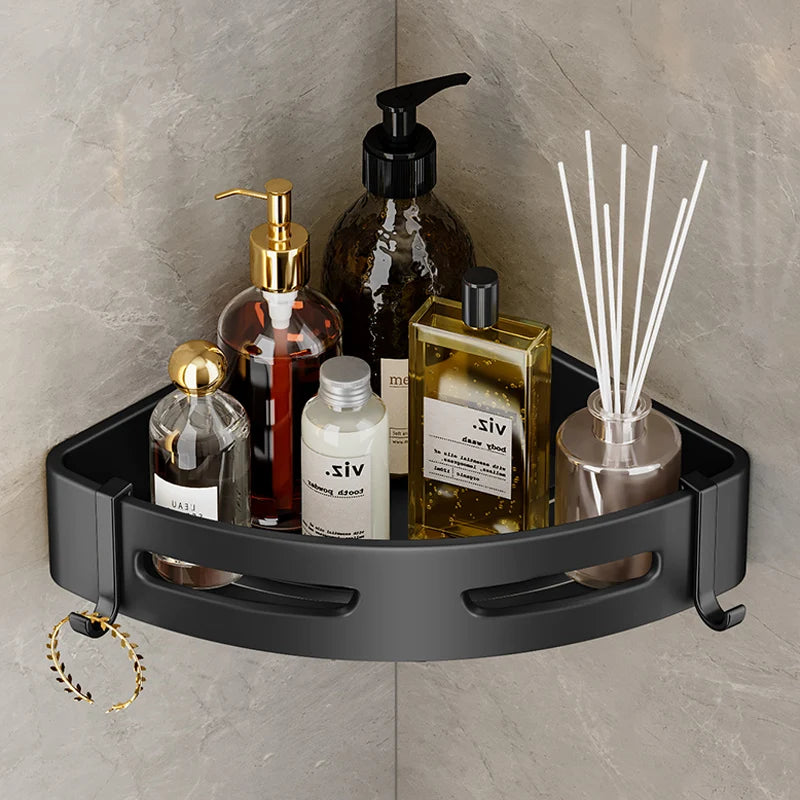 Bathroom Shelf Corner Space Aluminum Bathroom Triangle Basket Shower Room Storage Rack Wall Mounted