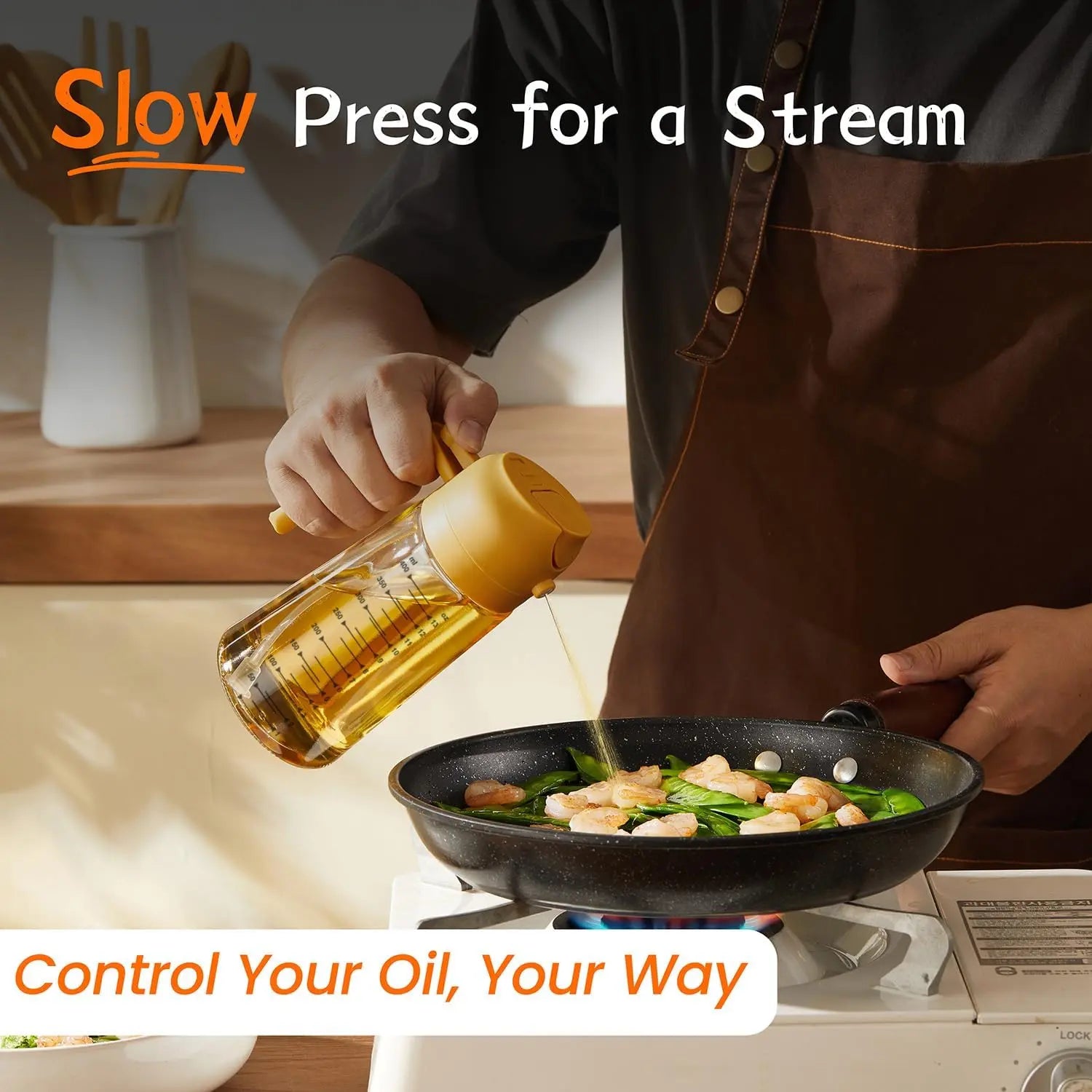 CXINYI 16Oz/470Ml Bpa-Free & Safe PP Glass Oil Sprayer Dispenser, 2-In-1 Heat-Resistant 0-500Ml Oil Mister, Precise Control Kitchen Utensil for Everyday Cooking, Air Fryer Accessories
