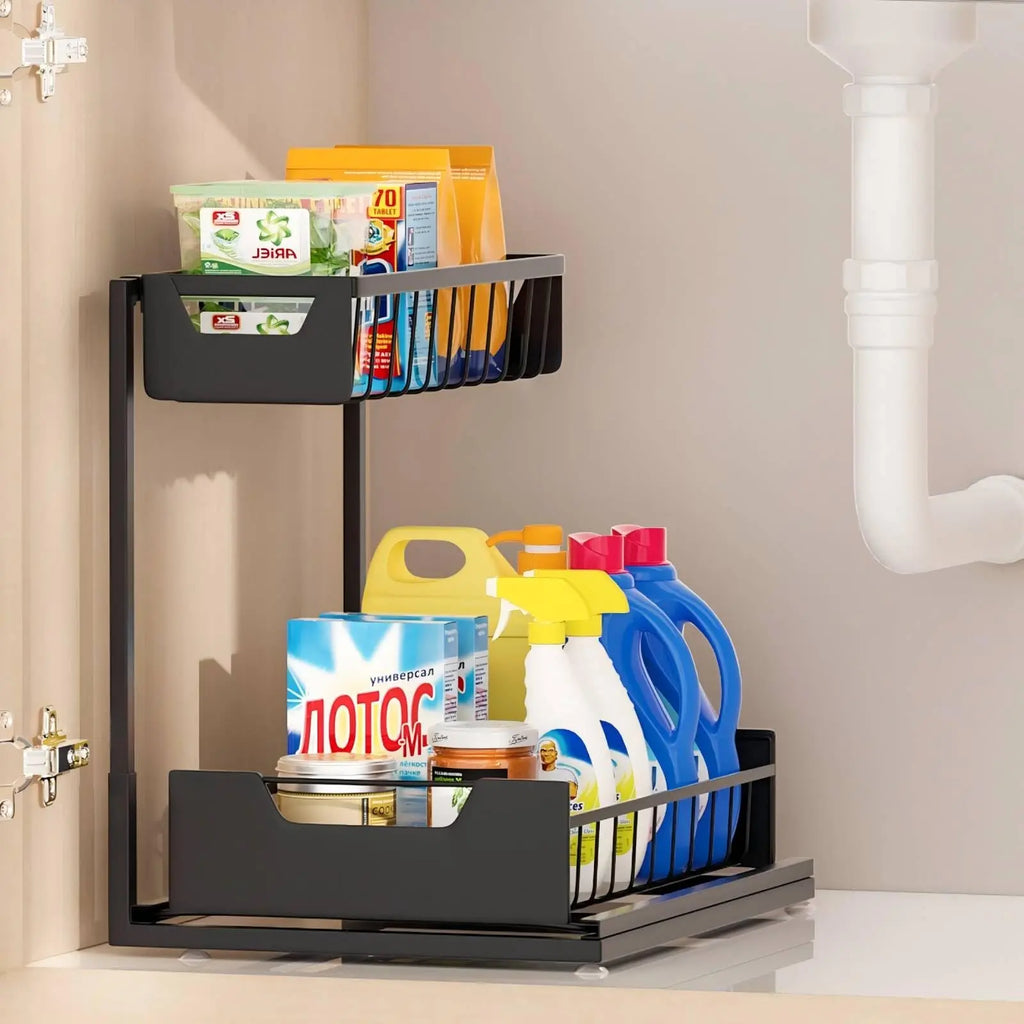 Pull-Out Sliding under Sink Organizer with Bathroom Organizing Accessories, Space-Saving Kitchen Pantry Fixture, Ideal Mother'S Day Gift