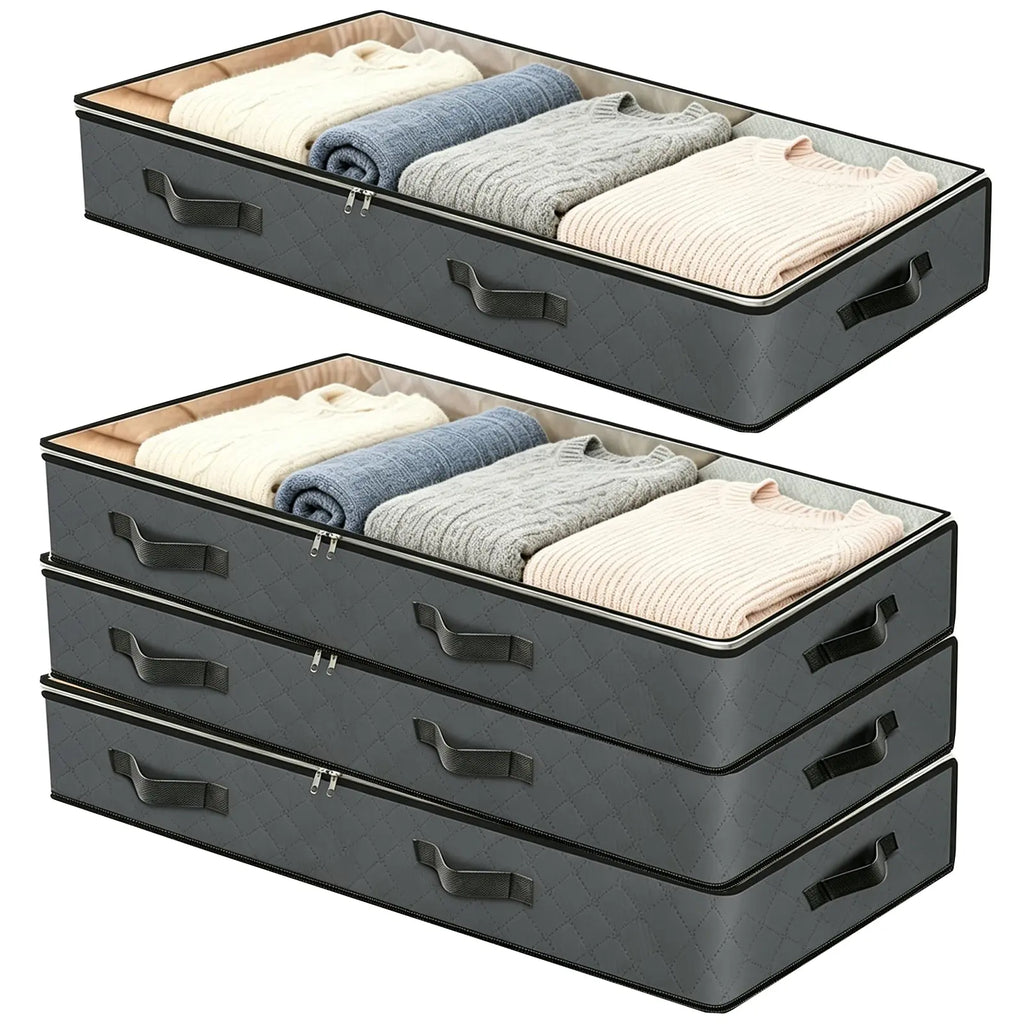 95L Under-Bed Storage Container Large-Capacity Blanket Storage Bag with Reinforced Handles – for Organizing and Storing Comforters, Sheets, and Clothing (Bedroom/College Dorm) – Gray