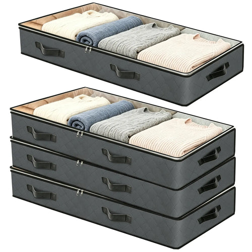 95L Under-Bed Storage Container Large-Capacity Blanket Storage Bag with Reinforced Handles – for Organizing and Storing Comforters, Sheets, and Clothing (Bedroom/College Dorm) – Gray
