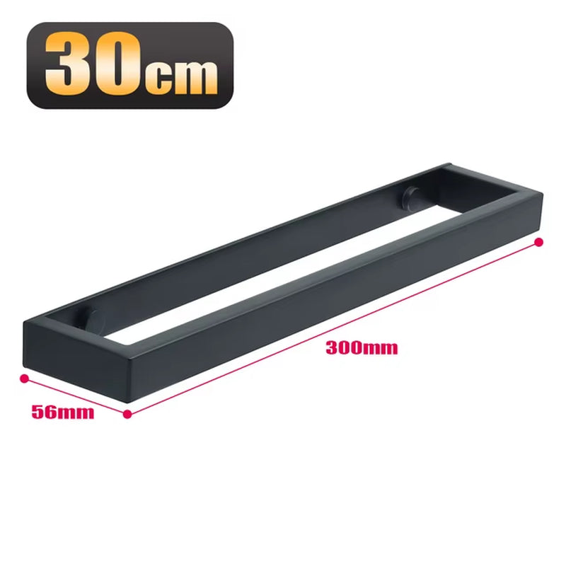 Bathroom Towel Holder 20/30/40/50Cm Towel Bar Black Towel Rail Wall-Mounted 304Stainless Steel Self-Adhesive Towel Ring Hardware