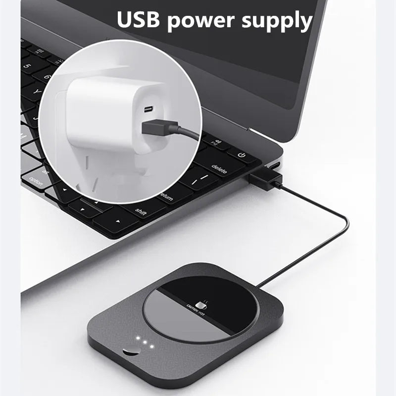 USB Cup Warmer Coffee Milk Tea Water Mug Heater Temperature Adjustable Heating Coaster for Home Office Winter Automatic Heating