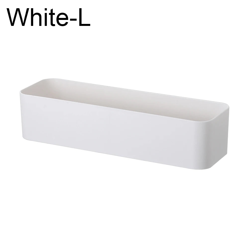 1PC ABS Wall Mounted Cosmetic Storage Box Bathroom Storage Rack Wall Shelf Adhesive Storage Case Bathroom Organizer Supplies