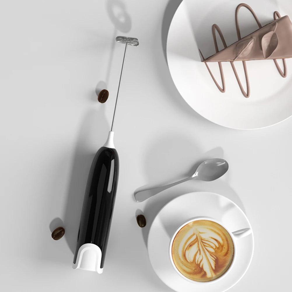 Electric Milk Frother and Whisk Mixer for Coffee, Cappuccino, and Creamy Beverages