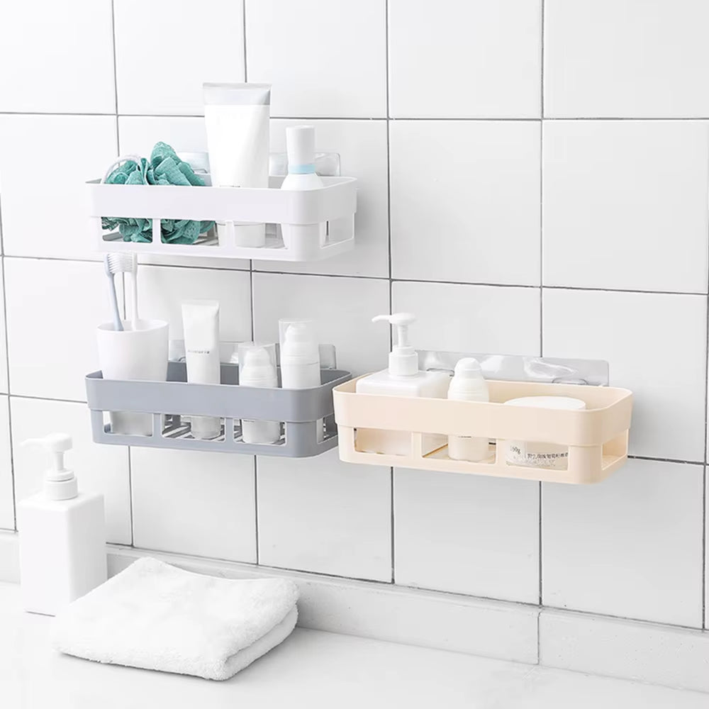 3 Colors Bathroom Shelf Organizer Bathroom Toilet Super Glue Storage Basket Practical Kitchen Bathroom Accessories Wholesale