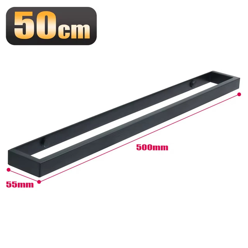 Bathroom Towel Holder 20/30/40/50Cm Towel Bar Black Towel Rail Wall-Mounted 304Stainless Steel Self-Adhesive Towel Ring Hardware