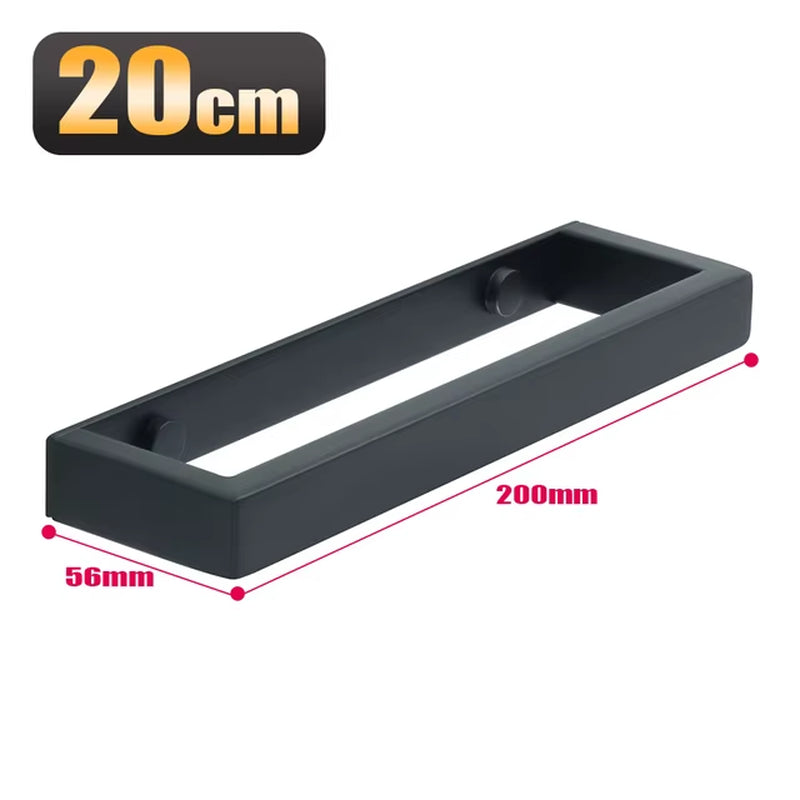 Bathroom Towel Holder 20/30/40/50Cm Towel Bar Black Towel Rail Wall-Mounted 304Stainless Steel Self-Adhesive Towel Ring Hardware