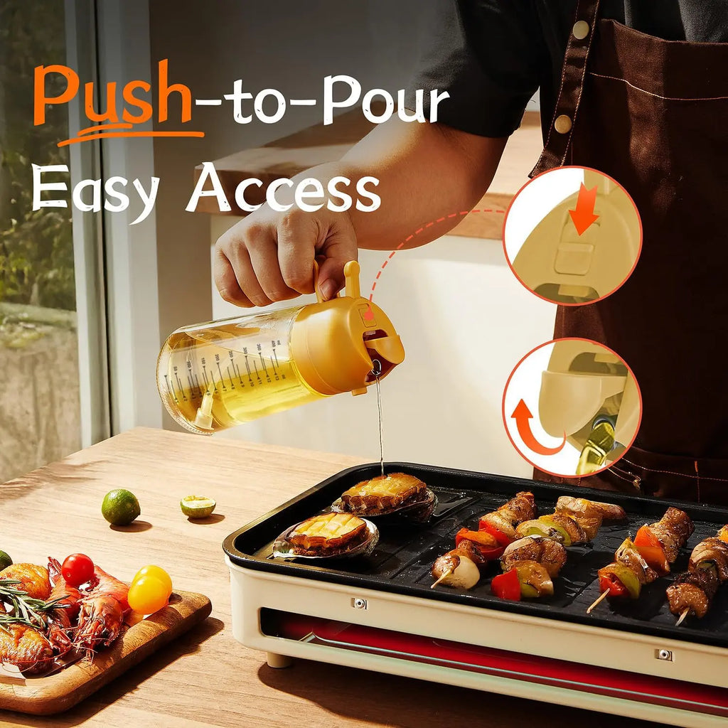 CXINYI 16Oz/470Ml Bpa-Free & Safe PP Glass Oil Sprayer Dispenser, 2-In-1 Heat-Resistant 0-500Ml Oil Mister, Precise Control Kitchen Utensil for Everyday Cooking, Air Fryer Accessories