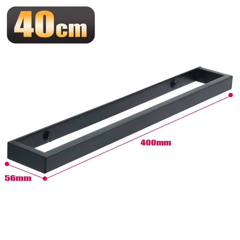 Bathroom Towel Holder 20/30/40/50Cm Towel Bar Black Towel Rail Wall-Mounted 304Stainless Steel Self-Adhesive Towel Ring Hardware