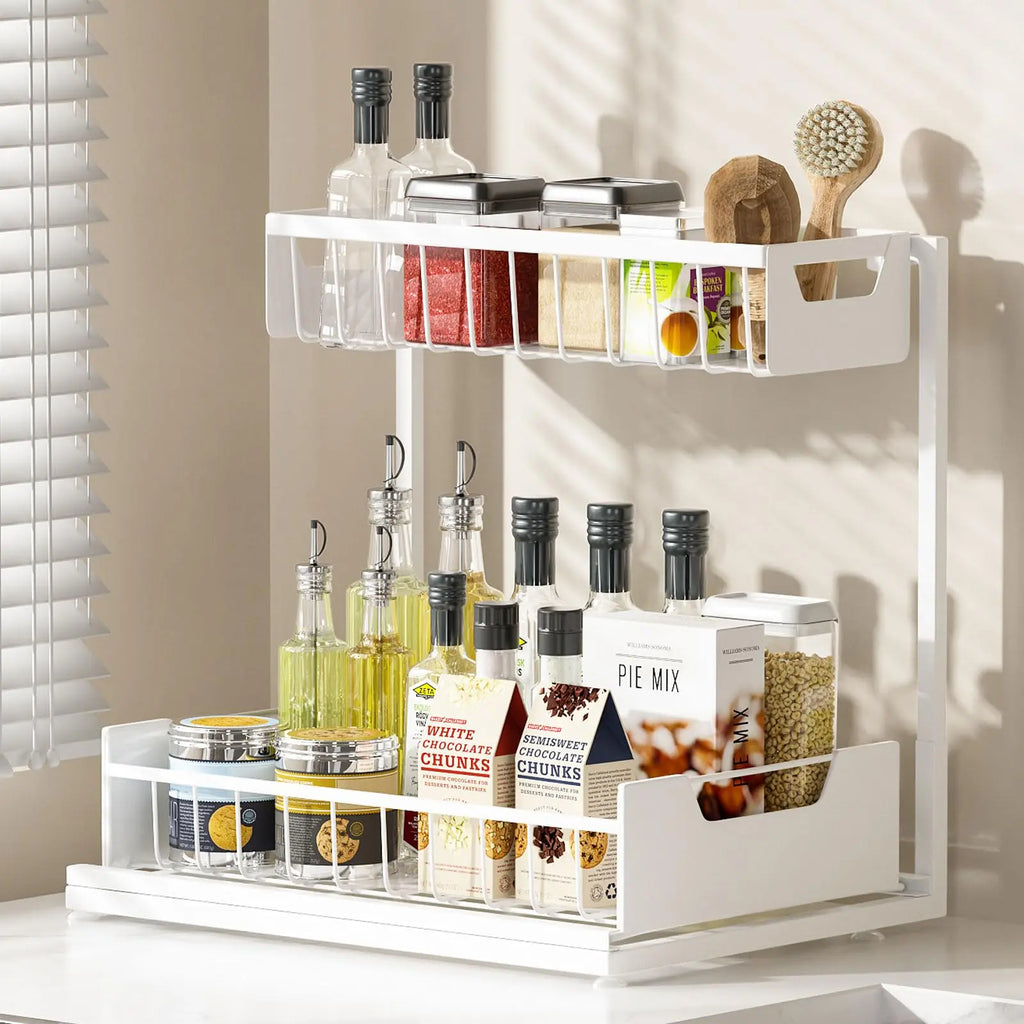 Pull-Out Sliding under Sink Organizer with Bathroom Organizing Accessories, Space-Saving Kitchen Pantry Fixture, Ideal Mother'S Day Gift
