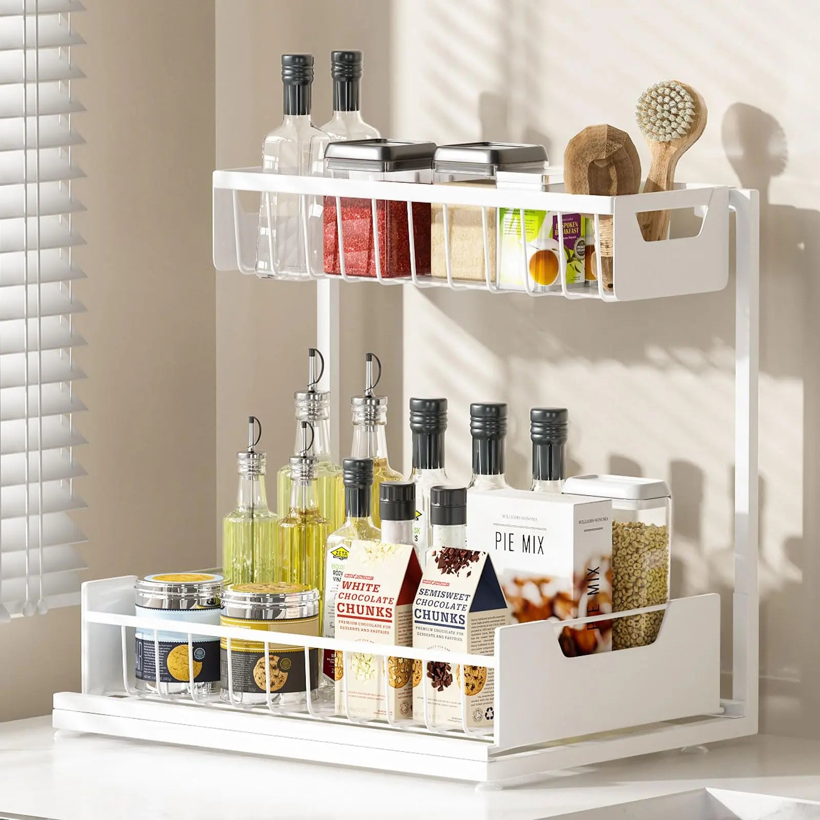 Pull-Out Sliding under Sink Organizer with Bathroom Organizing Accessories, Space-Saving Kitchen Pantry Fixture, Ideal Mother'S Day Gift