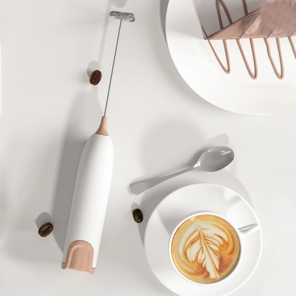 Electric Milk Frother and Whisk Mixer for Coffee, Cappuccino, and Creamy Beverages