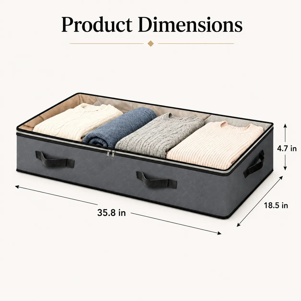 95L Under-Bed Storage Container Large-Capacity Blanket Storage Bag with Reinforced Handles – for Organizing and Storing Comforters, Sheets, and Clothing (Bedroom/College Dorm) – Gray