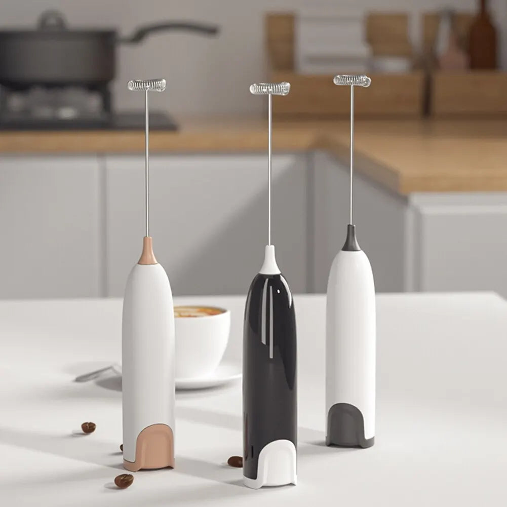 Electric Milk Frother and Whisk Mixer for Coffee, Cappuccino, and Creamy Beverages
