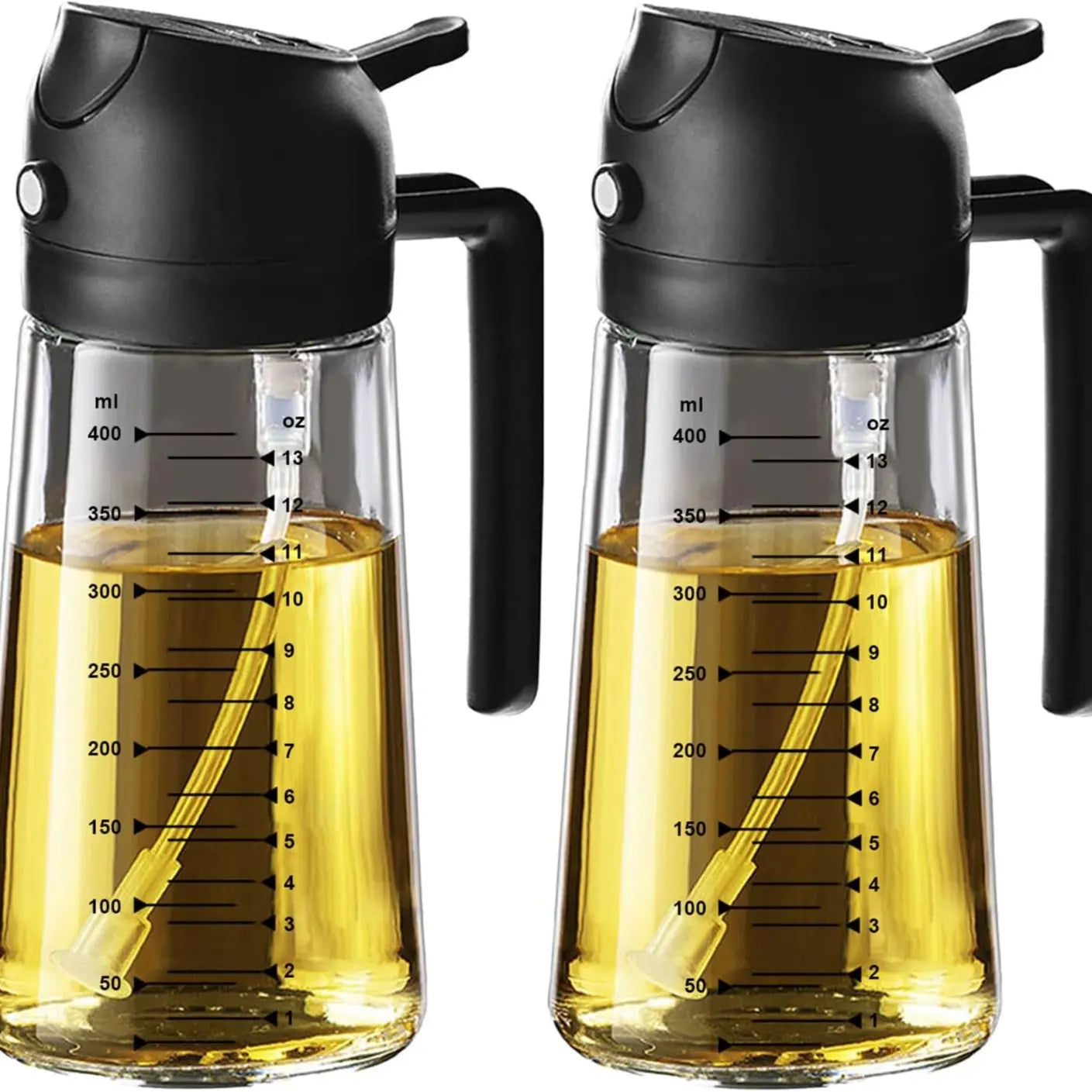 CXINYI 16Oz/470Ml Bpa-Free & Safe PP Glass Oil Sprayer Dispenser, 2-In-1 Heat-Resistant 0-500Ml Oil Mister, Precise Control Kitchen Utensil for Everyday Cooking, Air Fryer Accessories