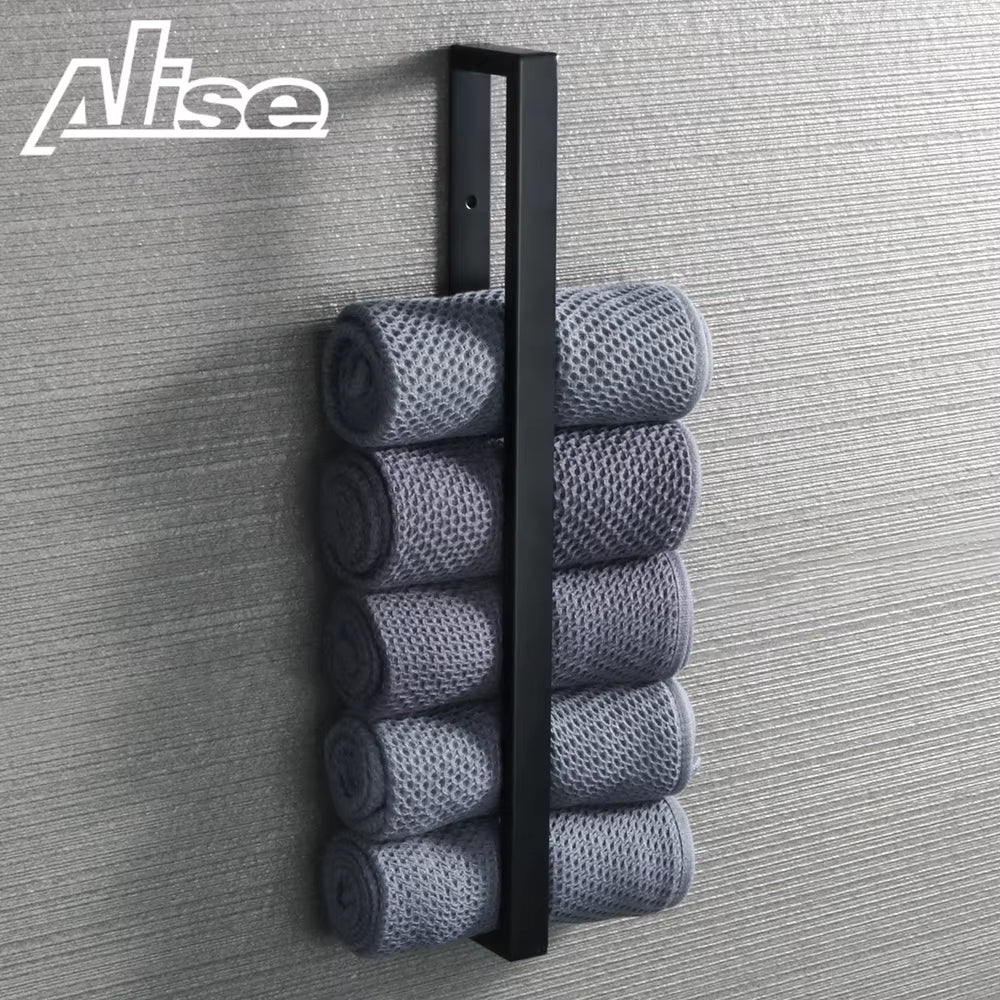 Bathroom Towel Holder 20/30/40/50Cm Towel Bar Black Towel Rail Wall-Mounted 304Stainless Steel Self-Adhesive Towel Ring Hardware